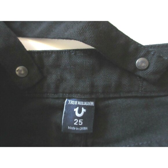 NWT True Religion Karlie in Jet Black Denim Overall Flare Jeans 25 x 34 $279 - Picture 12 of 12